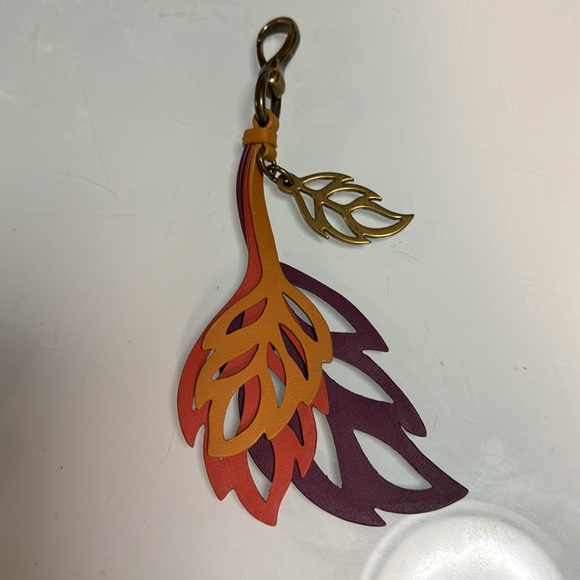 Lauren Ralph Lauren Colorful leather leaf key chain/bag charm - Picture 2 of 5